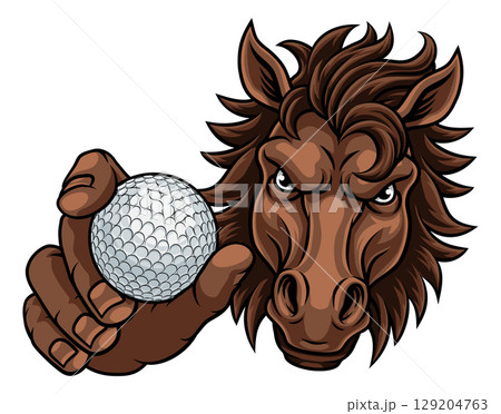Horse Mustang Stallion Golf Sports Team Mascot Horse Mustang Stallion Golf Sports Team Mascot 129204763