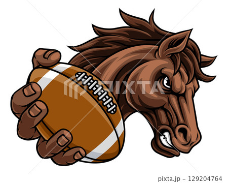 Horse Mustang Stallion Football Sports Team Mascot 129204764