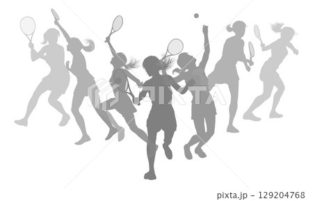 Silhouette Tennis Players Silhouettes Concept Silhouette Tennis Players Silhouettes Concept 129204768