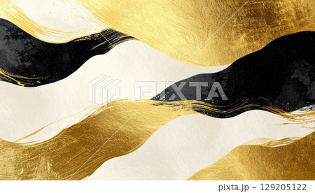 和紙風背景|黒と金のグラデーションが美しい高級感あるアブストラクトデザイン 和紙風背景|黒と金のグラデーションが美しい高級感あるアブストラクトデザイン 129205122