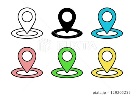 主線があるマップピンのアイコンセット 129205255