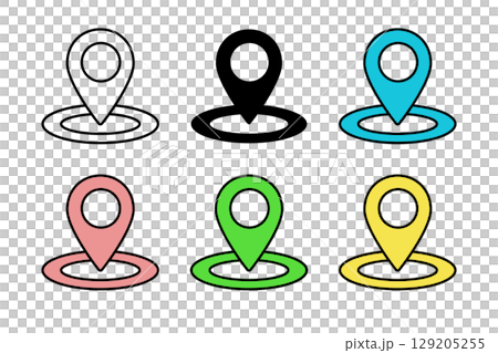 Map pin icon set with main lines 129205255