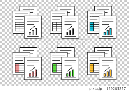A set of icons for business documents in various color schemes 129205257