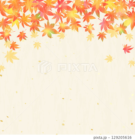 グラデーションが美しい紅葉と和紙風 の背景イラスト グラデーションが美しい紅葉と和紙風 の背景イラスト 129205616