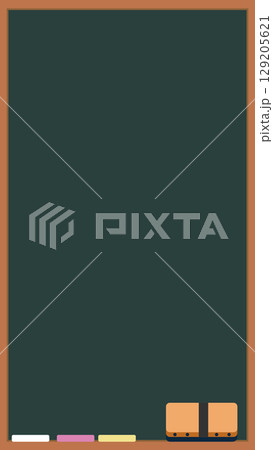 シンプルなデザインの縦長黒板のフレーム背景素材 シンプルなデザインの縦長黒板のフレーム背景素材 129205621