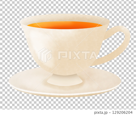 紅茶が入ったティーカップとソーサーのイラスト 129206204