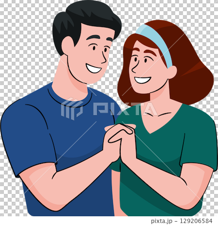 Male and female couples embrace each other in love with ethnic diversity and skin color 129206584