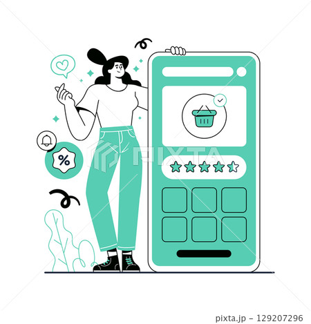 Modern Flat Design of Online Shopping Experience Composition Modern Flat Design of Online Shopping Experience Composition 129207296