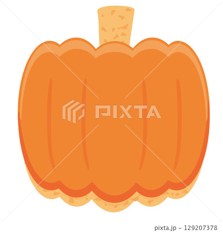 ハロウィンのかぼちゃをかたどったアイシングクッキーのベクターイラスト 129207378