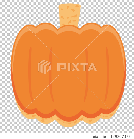 ハロウィンのかぼちゃをかたどったアイシングクッキーのベクターイラスト 129207378