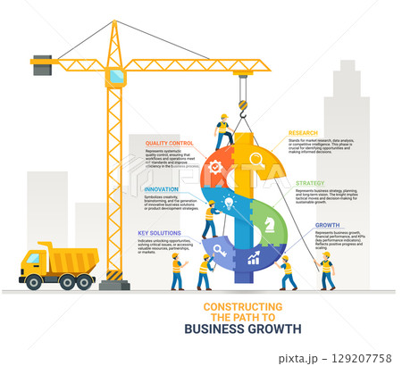 Business growth construction colorful infographic diagram template vector illustration. 129207758