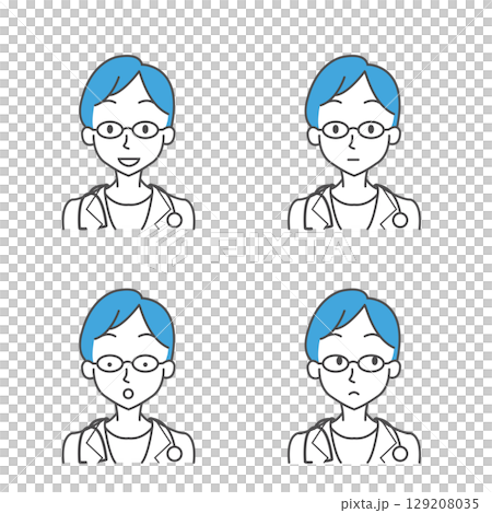 女醫生的4種臉部表情 女醫生的4種臉部表情 129208035