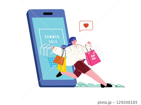 オンラインショッピングを楽しむ女性 129208185