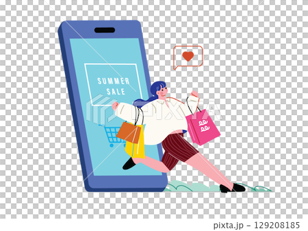 女人享受在線購物 女人享受在線購物 129208185