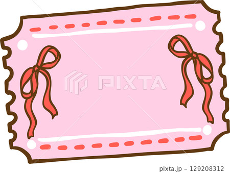 Messy Coquette, Cute yellow melting  smiley smiling face icon with ribbon bow Doodle Hand Drawn 129208312