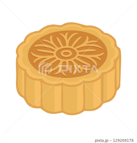 Illustration of a Traditional Mooncake Pastry 129209178