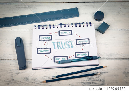 Trust Building Principles Concept with Office Stationery 129209322