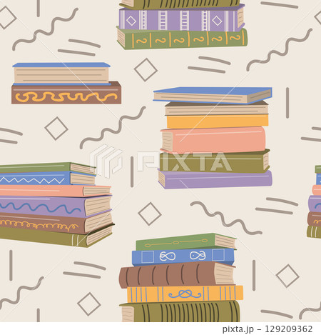 Seamless book stacks background. Seamless book stacks background. 129209362