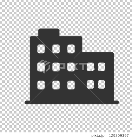 オフィスビルを表現したシンプルな建物アイコン 129209397