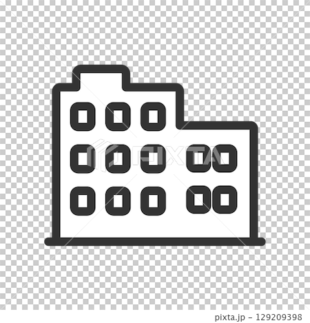 オフィスビルを表現したシンプルな建物アイコン オフィスビルを表現したシンプルな建物アイコン 129209398