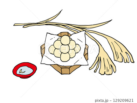 ラフな線画のお月見団子セット 129209621