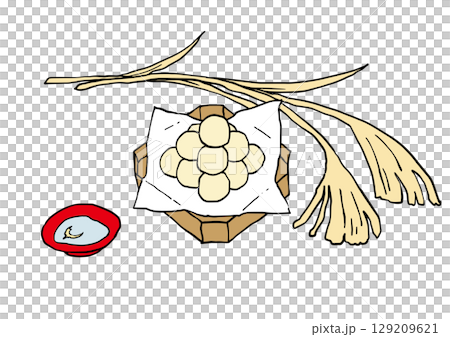 ラフな線画のお月見団子セット 129209621
