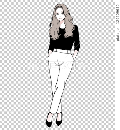 Simple line female illustration 129209630