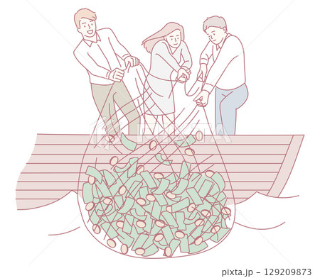 Fishing Enthusiasts are Coming Together to Collaborate Effectively on a Bountiful Catch 129209873