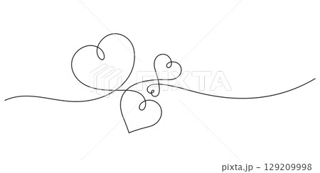 hearts shape line art decorative handdrawn 129209998