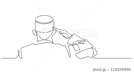 military soldier camouflage saluting one line drawing continuous 129209999