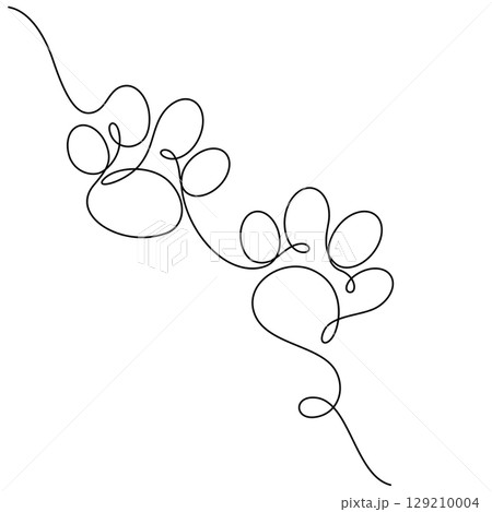 animal paw footprint pet continuous line drawing decorative 129210004