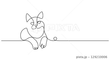 minimalism cat one line drawing handdrawn vector illustration 129210006