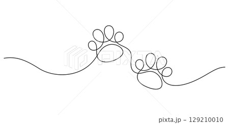 animal paw footprint pet one line drawing continuous decoration 129210010