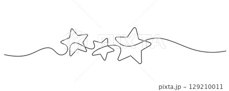 one line drawing three stars continuous handdrawn decorative 129210011