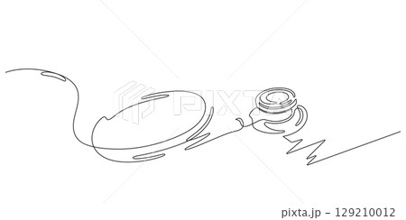 stethoscope medical equipment pulse one line minimalist art 129210012