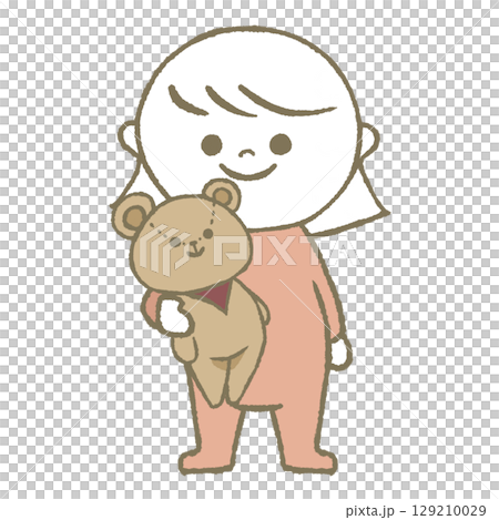 Girl with a teddy bear, pink 129210029