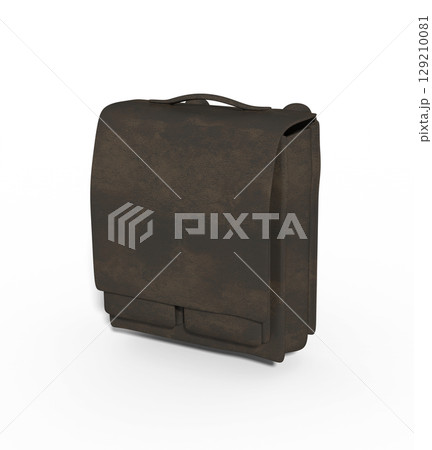 black leather case on a white background 129210081