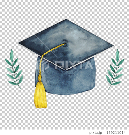 Academic achievement and nature harmony design for graduation projects. End of course. For certificate, diploma, invitation, card. Isolated. Education concept. For university, institute, school 129211014