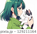 猫を抱く女の子 129211164