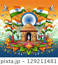 background with colorful indian flag 129211481