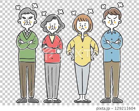 Angry family two generations whole body vector 129211604