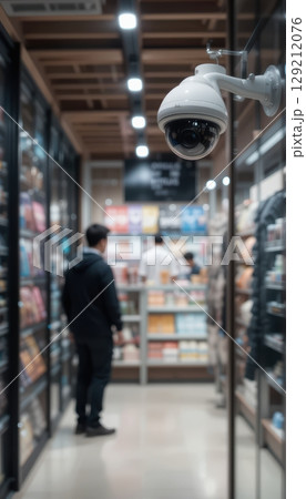 Surveillance Camera in a Store Aisle 129212076