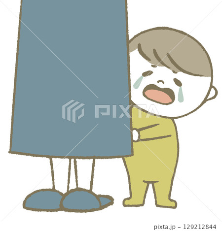 隠れる子供　泣く　黄色 129212844