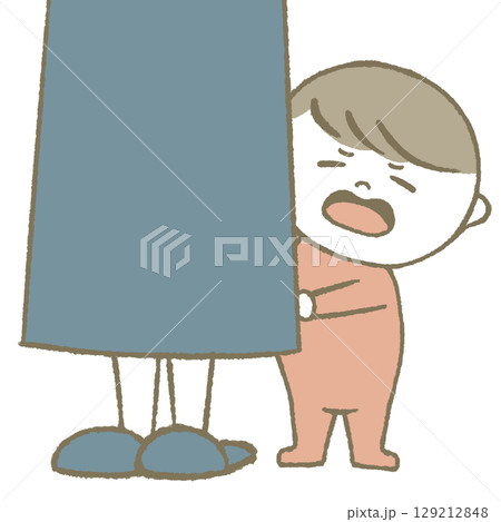 隠れる子供　不機嫌　ピンク 129212848