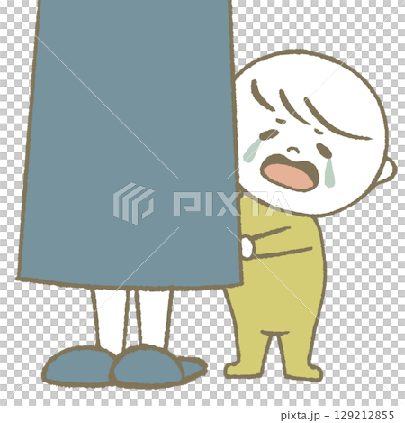 Hiding child crying yellow 129212855