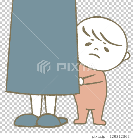 Hiding child, shy, pink 129212862