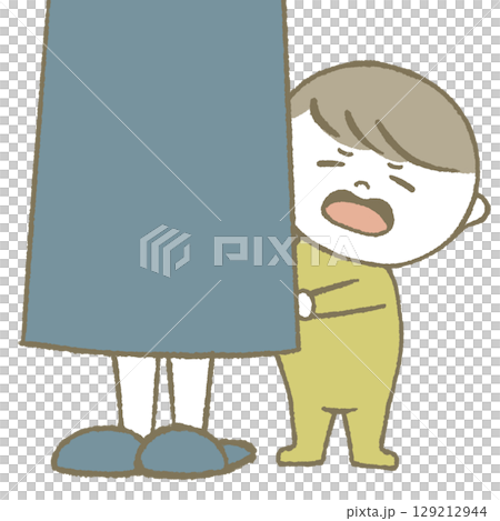 Hiding child, grumpy, yellow Hiding child, grumpy, yellow 129212944