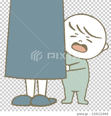 Hiding child, grumpy, light blue Hiding child, grumpy, light blue 129212949