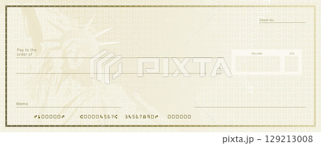 Blank Money Check. Financial document template for a government stimulus, relief, or tax refund payment. Blank Money Check. Financial document template for a government stimulus, relief, or tax refund payment. 129213008