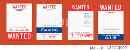 Blank wanted poster template. Modern bounty wall paper 129213009
